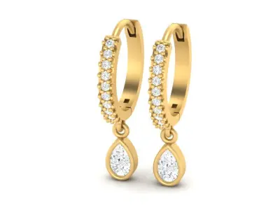 Hoop Earrings With Stone 12mm Radius 3D print model