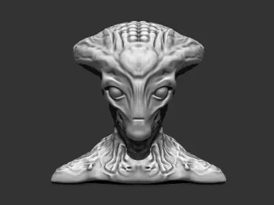 Alien Bust 12 - STL File for 3D Printing - Geeky Home Decor 3D print model