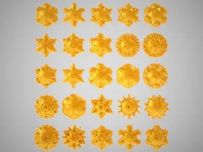 Snowflakes golden snowflake 3D print model