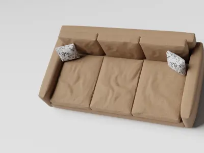 Sofa Couch With White Small Pillows - Sofa Model For Living Room 3D model