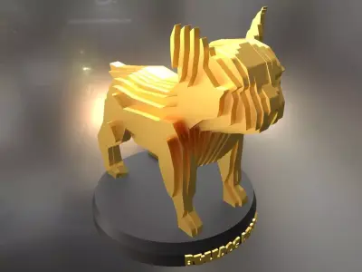 Parametric French Bulldog Puppy Low-poly 3D model