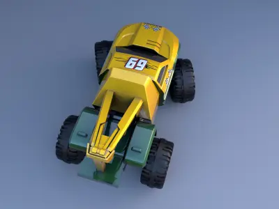 Monster Truck Heavy Duty car Low-poly 3D model