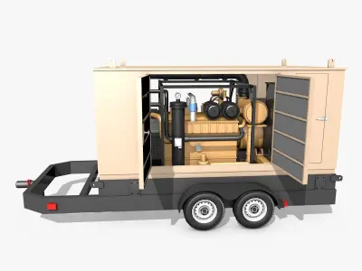 Yellow Generator on Wheels 3D model