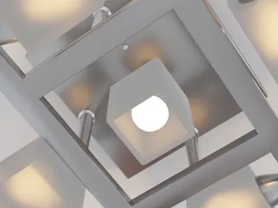 Cubic chandelier with five plafons Free low-poly 3D model