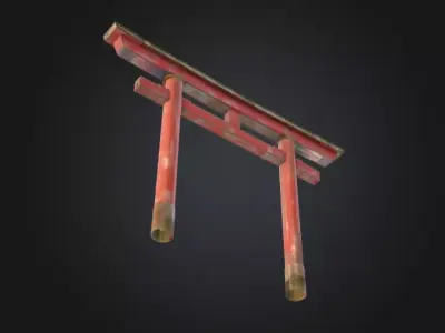 Old Torii Gate Low-poly 3D model