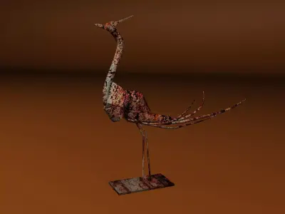 Statue metal bird sculpture 3D model