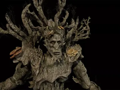 Tree ent ash low-poly game engine ready 3D model Low-poly 3D model