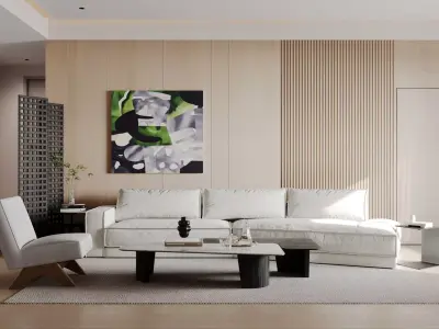 Modern living room dining room interior scenes 242 3D model