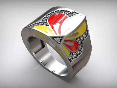 Colored Enamel Fashion Luxury Ring Free 3D print model