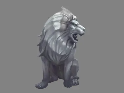 Stone Lion Sculpture - The Lion King Low-poly 3D model