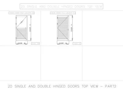 2D SINGLE AND DOUBLE HINGED DOORS TOP VIEW 3D model