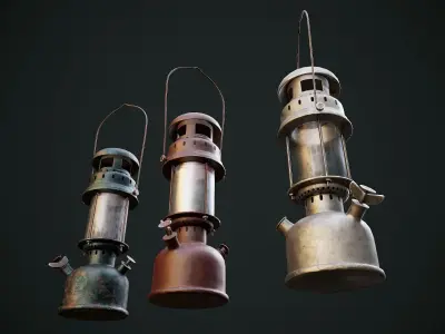 Gas Lamp with 3 textures and 3 LODs - Game Ready Low-poly 3D model