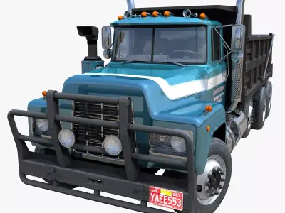 80s Industrial dump truck Low-poly 3D model