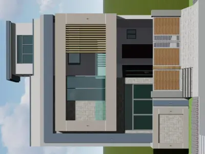 front elevation House Modern 3D model