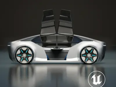 Futuristic concept car with interior for Unreal 3D model