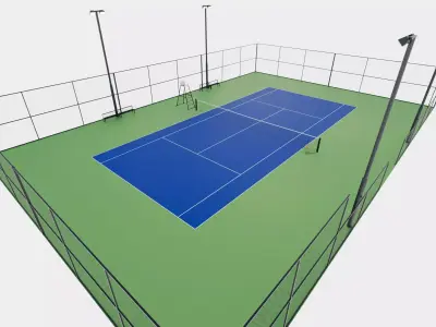 Tennis Court Blue 3D model