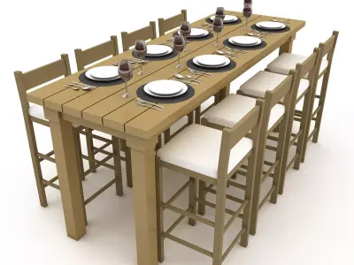 3D dining table 005 model Low-poly 3D model