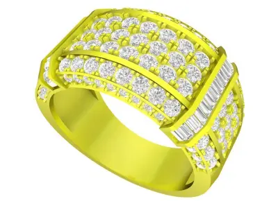 Luxury Korean Style Diamond Men Ring 7394A 3D print model