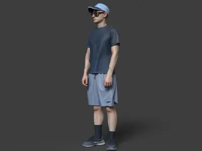 Chinese boy figure   Low-poly 3D model
