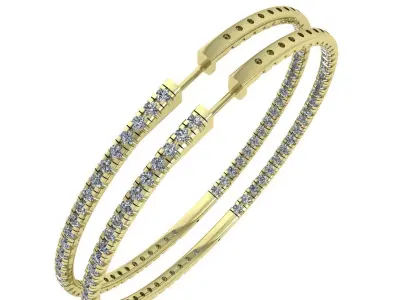 2inch Inside-Outside Diamond Hoop Earrings Huggies 3D print model