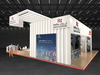 12x10m All side open Exhibition stand 3D model