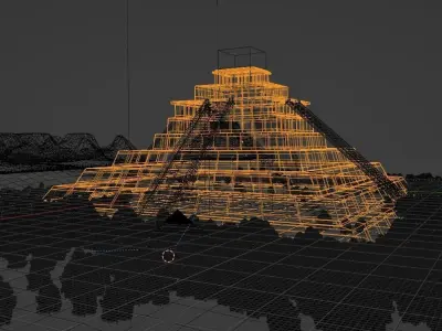 A Volumetric Pyramid Scene in Blender Low-poly 3D model