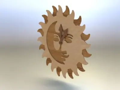Wooden sun clock asm Free 3D model