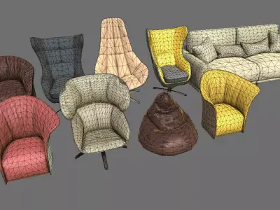 HQ Modern Style Furniture Pack Low-poly 3D model