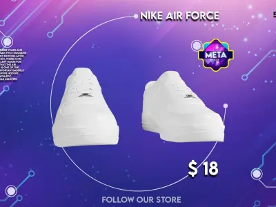 Nike Air Force 1 low white Low-poly 3D model purchase