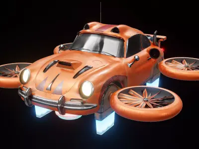 Sci fi  Flying Car Low-poly 3D model