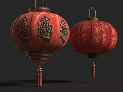 Chinese red lantern 3D  Low-poly 3D model