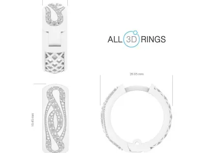 Earrings geometry with diamonds 3D print model