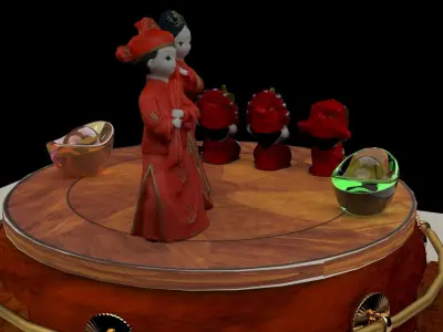 Chinese wedding dolls 3D model