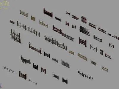 Game Building Decoration - Fence 01 3D model