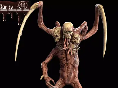 Necromutant7 humanoid creature Low-poly 3D model