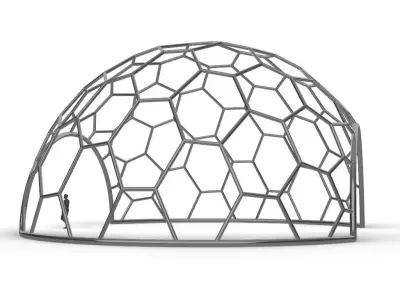 Hexagonal Dome structure Geodesic Like Wireframe Design V2 3D model