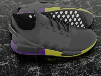 ADIDAS 3D SHOES - PURPLE- YELLOW Low-poly 3D model