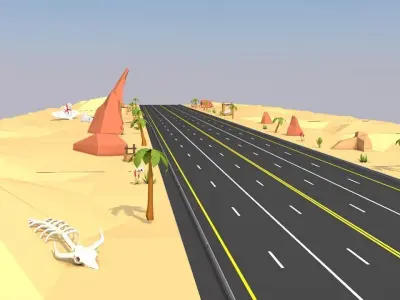 Stylized Endless  Racing Game Environments  Low-poly 3D model