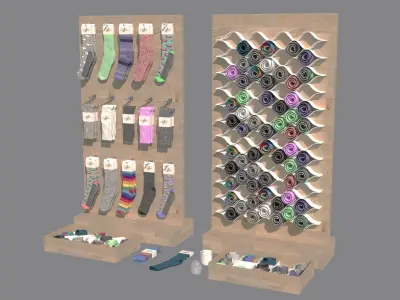 Folded Socks Calcetines Doblados Rack Display 3D model