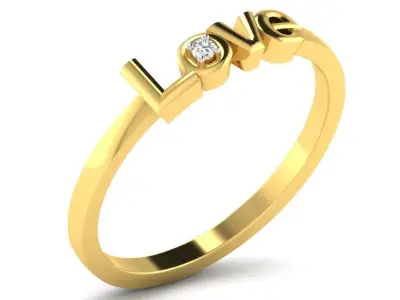 Light Weight Yellow Gold -Love Ring- DR-6124 3D print model