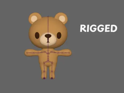 Little Bear Animated Cute 3D Models For Games And Animations Low-poly 3D model