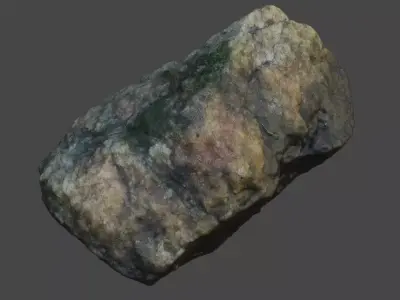 Photoscanned mossy quartzite Rock Free 3D model