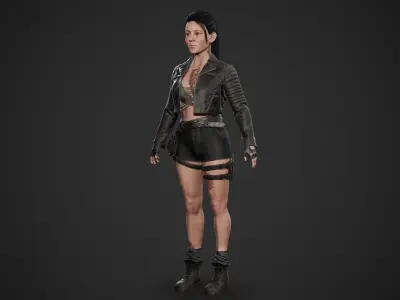 Biker Girl Character  Low-poly 3D model