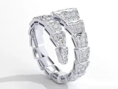 BVLGARI diamond snake ring 17mm Size 3D print model