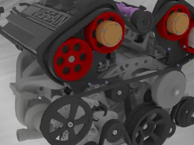 Nissan V6 VG30DETT Complete Engine 3D print model