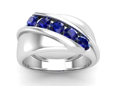 AV 546 5 Stone mens wedding ring   3D print model