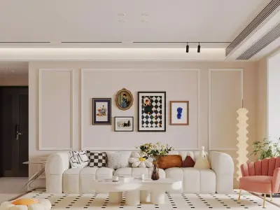 Modern living room dining room interior scenes 268 3D model