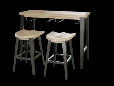 Dining Table Set-05 Low-poly 3D model