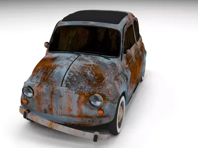 Rusty FIat 500 Nuova Low-poly 3D model