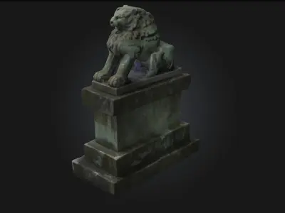 Stone Guardian Lion Majestic Protector Sculpture 3D model